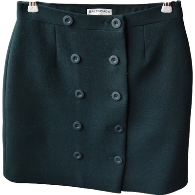 Pre-owned Balenciaga Wool Mini Skirt In Green