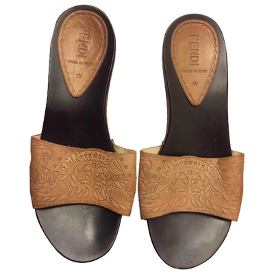 Pre-owned Fendi Beige Leather Mules & Clogs