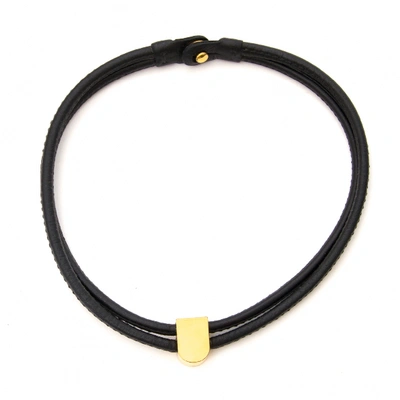 Pre-owned Delvaux Black Leather Necklace