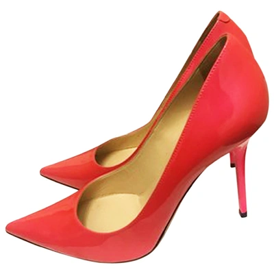 Pre-owned Jimmy Choo Anouk Patent Leather Heels In Orange