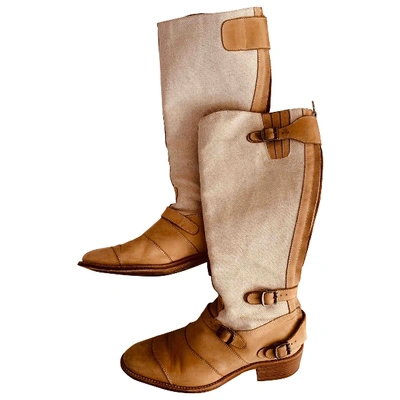 Pre-owned Belstaff Leather Boots In Beige