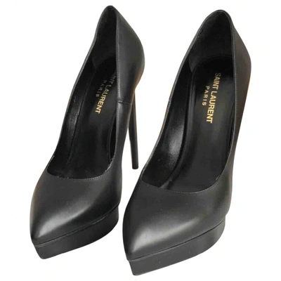 Pre-owned Saint Laurent Janis Black Leather Heels