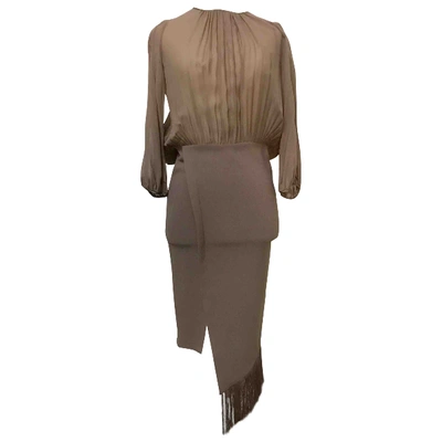 Pre-owned Elisabetta Franchi Silk Dress In Brown