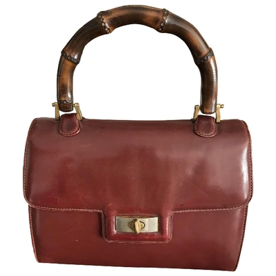 Pre-owned Gucci Dionysus Bamboo Leather Handbag In Burgundy