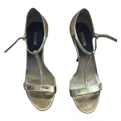 Pre-owned Miu Miu Patent Leather Sandal In Gold