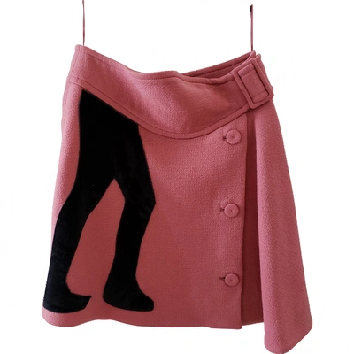 Pre-owned Carven Wool Mini Skirt In Pink