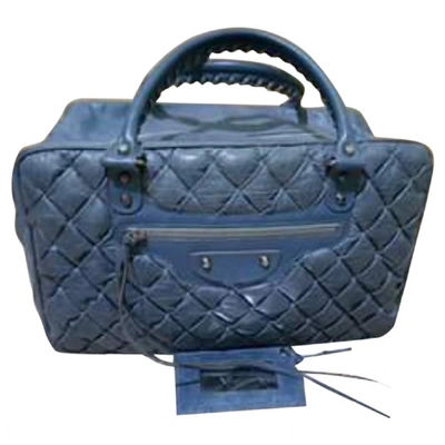 Pre-owned Balenciaga Leather 48h Bag In Blue