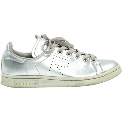 Pre-owned Raf Simons Leather Trainers In Silver