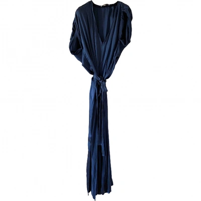 Pre-owned Pierre Balmain Silk Maxi Dress In Blue