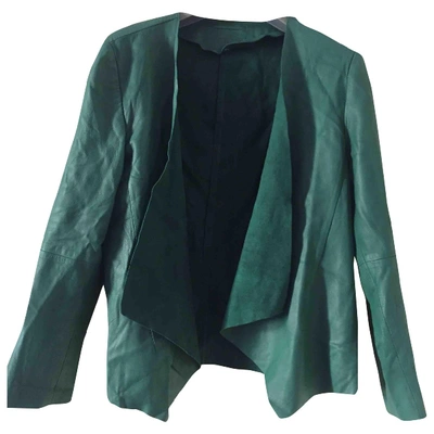 Pre-owned American Vintage Leather Blazer In Green