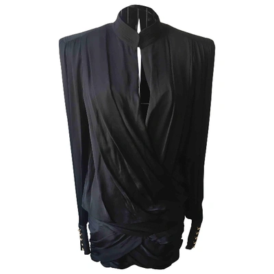Pre-owned Balmain Silk Mini Dress In Black