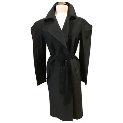 Pre-owned Lanvin Silk Trench Coat In Black