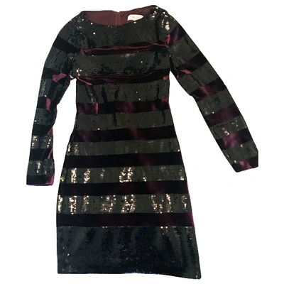 Pre-owned Reiss Velvet Mid-length Dress In Burgundy