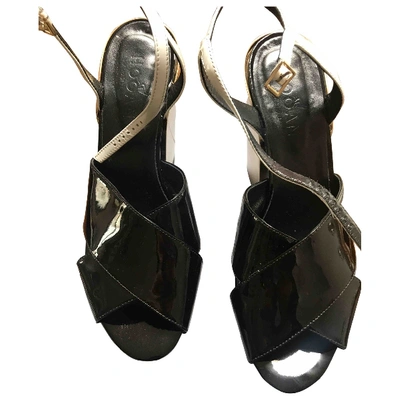 Pre-owned Hogan Patent Leather Sandals In Black