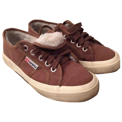 Pre-owned Superga Cloth Trainers In Brown