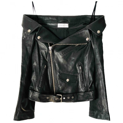Pre-owned Faith Connexion Leather Biker Jacket In Black