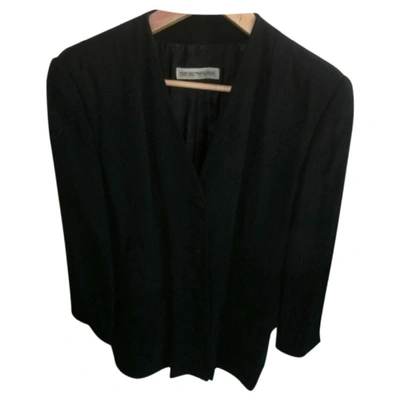 Pre-owned Emporio Armani Silk Suit Jacket In Black