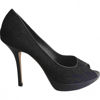 Pre-owned Dior Cloth Heels In Black