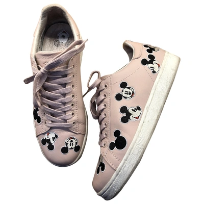 Pre-owned Moa Master Of Arts Leather Trainers In Pink