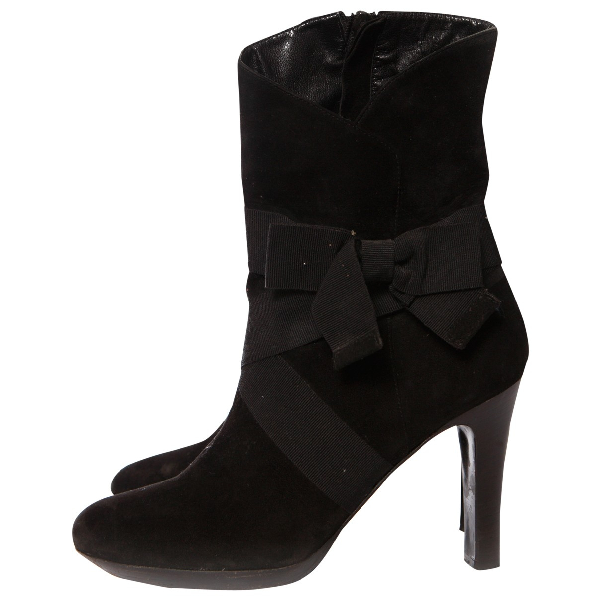 Pre-owned Dkny Black Suede Ankle Boots | ModeSens