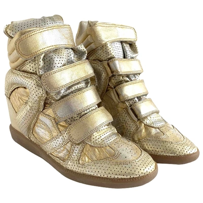 Pre-owned Isabel Marant Bayley Leather Trainers In Gold