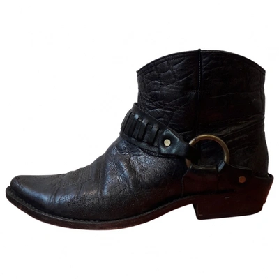 Pre-owned Golden Goose Leather Western Boots In Black