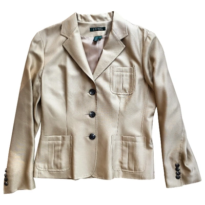 Pre-owned Lauren Ralph Lauren Silk Suit Jacket In Beige