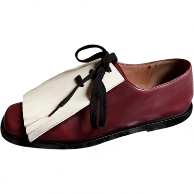 Pre-owned Marni Leather Flats In Burgundy