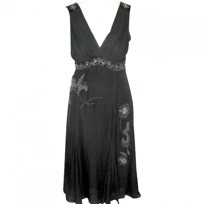 Pre-owned Ted Baker Silk Mid-length Dress In Black