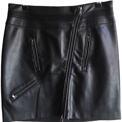 Pre-owned Patrizia Pepe Leather Mini Skirt In Black
