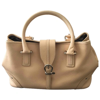 Pre-owned Burberry Leather Handbag In Beige