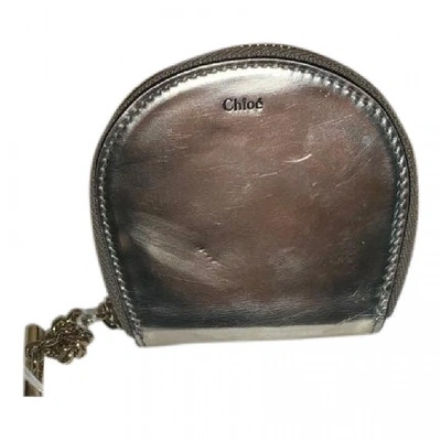 Pre-owned Chloé Patent Leather Wallet In Silver