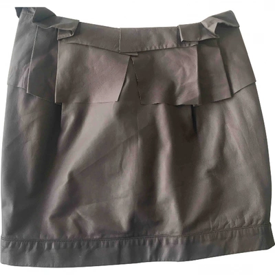 Pre-owned Matthew Williamson Leather Mini Skirt In Grey