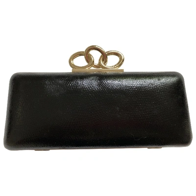 Pre-owned Diane Von Furstenberg Leather Clutch Bag In Black