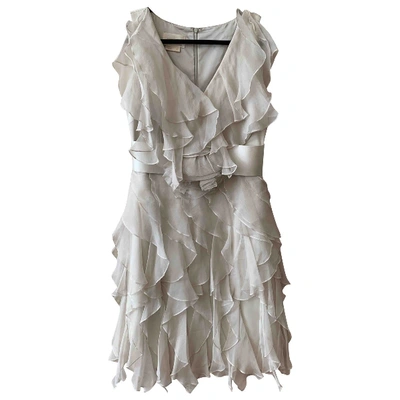 Pre-owned Marchesa Lace Mini Dress In Silver