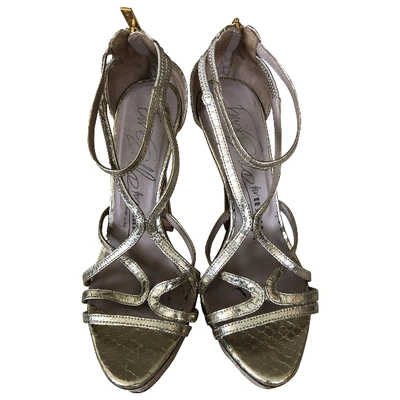Pre-owned Le Silla Gold Python Sandals