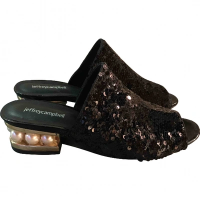 Pre-owned Jeffrey Campbell Glitter Mules In Black