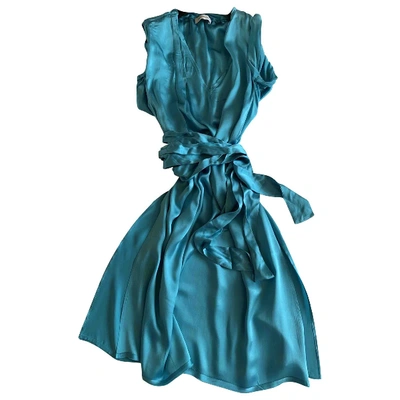 Pre-owned Pierre Balmain Silk Mid-length Dress In Turquoise