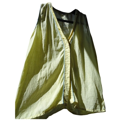 Pre-owned Versace Linen Blouse In Yellow