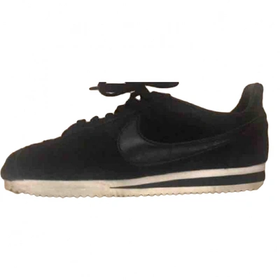 Pre-owned Nike Cortez Black Suede Trainers