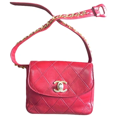 Pre-owned Chanel Leather Clutch Bag In Red