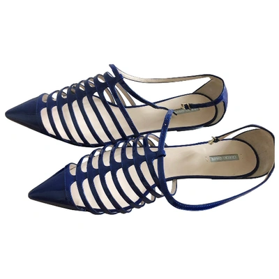 Pre-owned Giorgio Armani Patent Leather Sandal In Navy