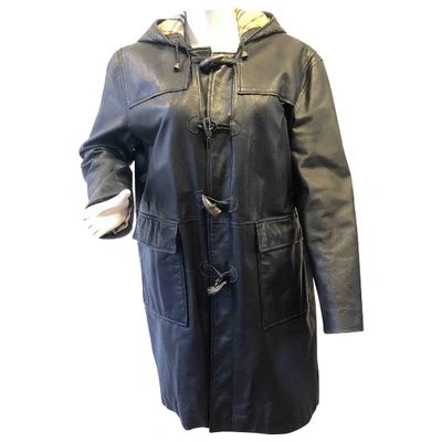 Pre-owned Burberry Leather Dufflecoat In Black