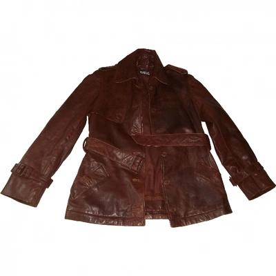 Pre-owned Philosophy Di Alberta Ferretti Leather Short Vest In Brown