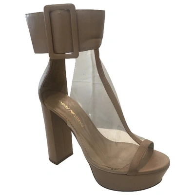 Pre-owned Emporio Armani Leather Sandals In Beige