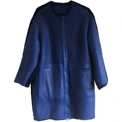 Pre-owned Sprung Frères Blue Shearling Coat