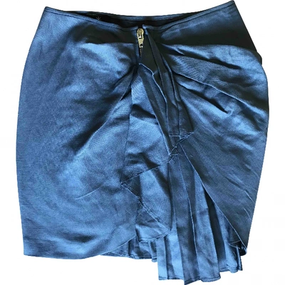 Pre-owned Isabel Marant Linen Mini Skirt In Blue