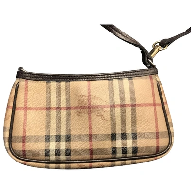 Pre-owned Burberry Leather Clutch Bag In Camel