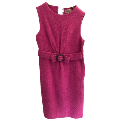 Pre-owned Milly Wool Mid-length Dress In Pink