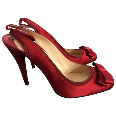 Pre-owned Christian Louboutin Cloth Heels In Red